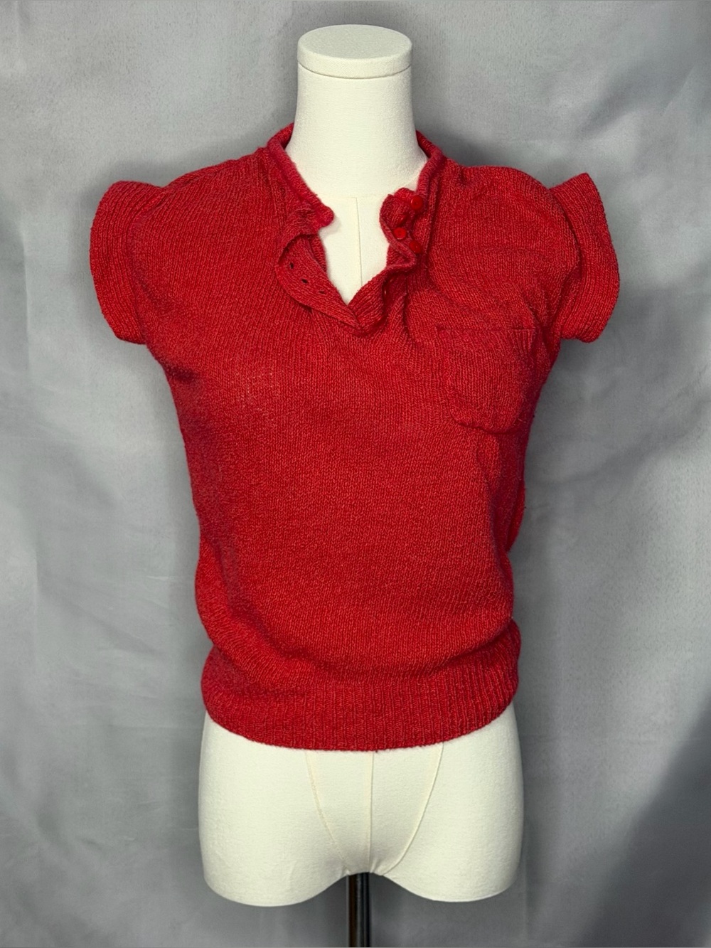 JC Penney Red Short Sleeve Sweater 80s Vintage